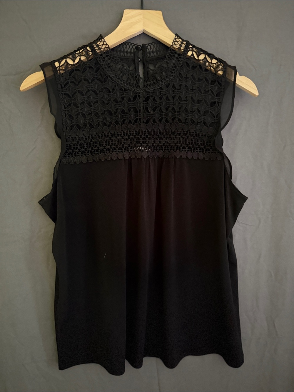 Express Black Sleeveless Crochet Yoke Camisole